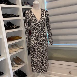 NWT Lilly Pulitzer Black and White Leopard Print Wrap Dress